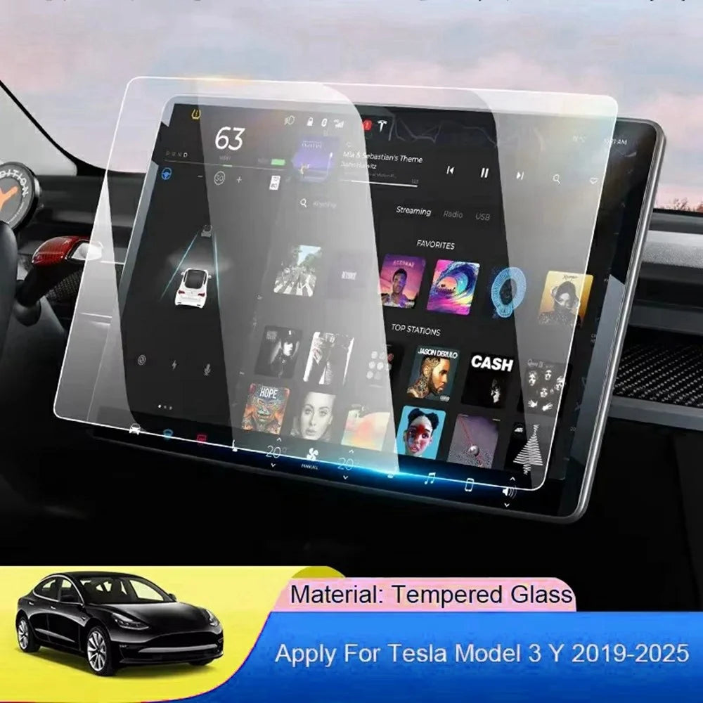 For Tesla Model 3 / Y (2019-2025) 15 Inch Car GPS Navigation Screen Protector Tempered Glass Film - 3