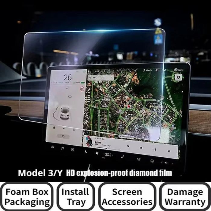 For Tesla Model 3 / Y (2023-2025) 15.4 Inch Car GPS Navigation Screen Protector Tempered Glass Film - 2