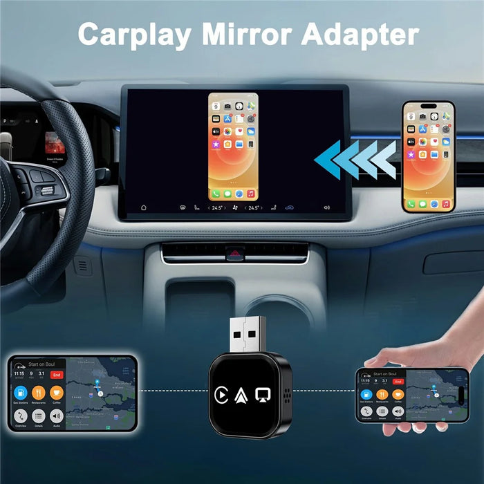 TYS-4222S Wireless CarPlay Android Auto Mirror Adapter Plug and Play Airplay Screen Mirroring USB Dongle - Black - 3