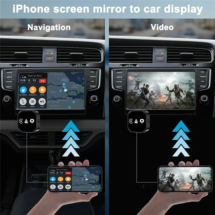 TYS-4222S Wireless CarPlay Android Auto Mirror Adapter Plug and Play Airplay Screen Mirroring USB Dongle - Black - 4