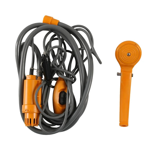A6723 12V Car Cigarette Lighter Plug Portable Electric Water Pump Shower Device for Outdoor Camping Car Washing - Yellow - 1