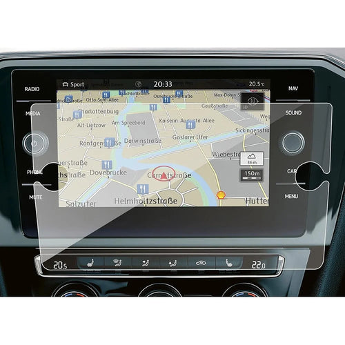 For T-ROC 2018 8 Inch Navigation Screen Protector 9H Hardness Shatterproof Tempered Glass Film (with Knob Holes) - 1