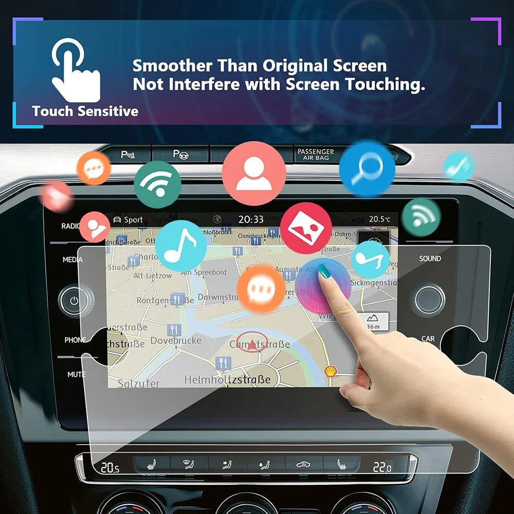 For T-ROC 2018 8 Inch Navigation Screen Protector 9H Hardness Shatterproof Tempered Glass Film (with Knob Holes) - 4