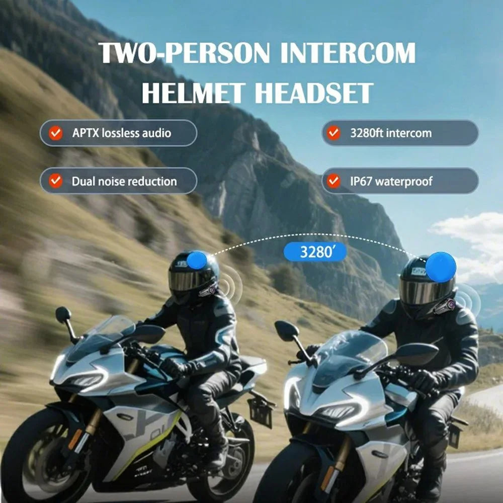 F10 PRO Motorcycle Helmet Bluetooth-compatible Intercom Headset with Hard Mic IP67 Waterproof 1000m Range Two-way Communication Interphone - 2