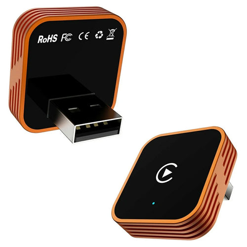 CP030-3 2 in 1 Wireless CarPlay Android Auto Adapter Plug and Play Car AI Box for iPhone Android - Orange - 1