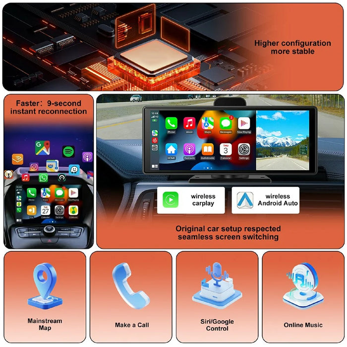CP031-3 2 in 1 Wireless CarPlay Android Auto Adapter Plug and Play USB Dongle AI Box for Car - Orange - 2