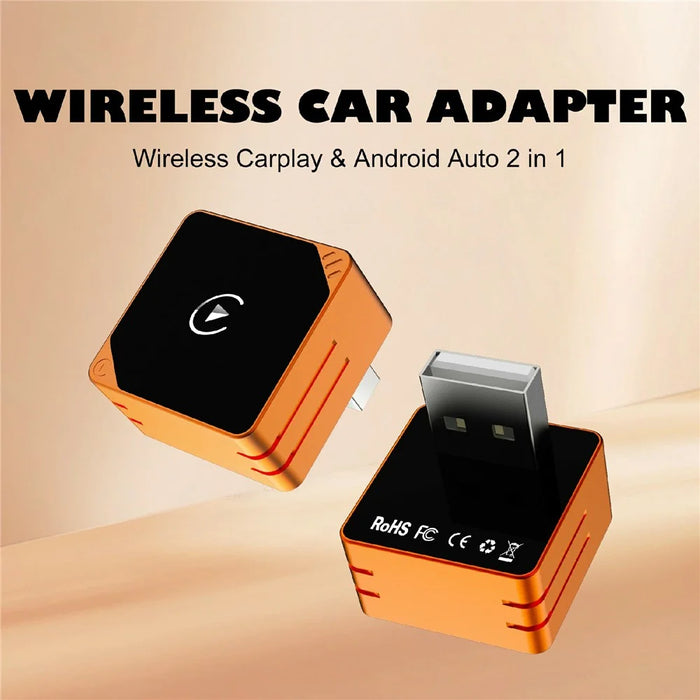 CP031-2 2 in 1 Wireless Car Adapter CarPlay Android Auto Plug and Play USB Dongle for iPhone Android - Orange - 3