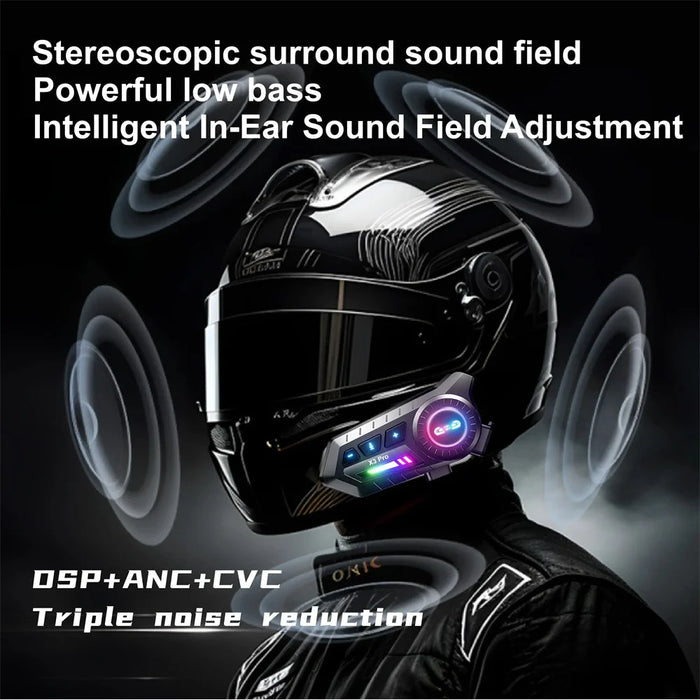 X3 PRO IP67 Waterproof Motorcycle Helmet Intercom Headset 1000m Range Noise Reduction Bluetooth-compatible Interphone with Hard Mic - 4