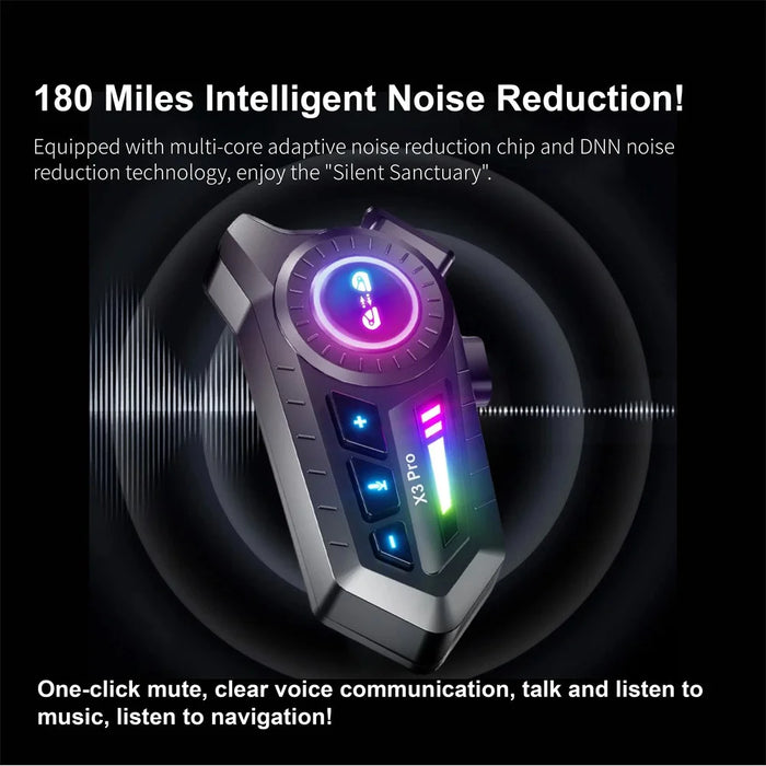 X3 PRO IP67 Waterproof Motorcycle Helmet Intercom Headset 1000m Range Noise Reduction Bluetooth-compatible Interphone with Hard Mic - 5