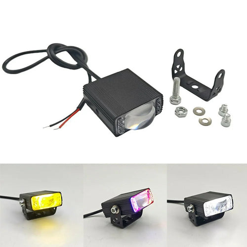 8W LED Headlight White Yellow Strobe 5 Modes Dual Lens Fog Light for Car Motorcycle SUV - Black - 1