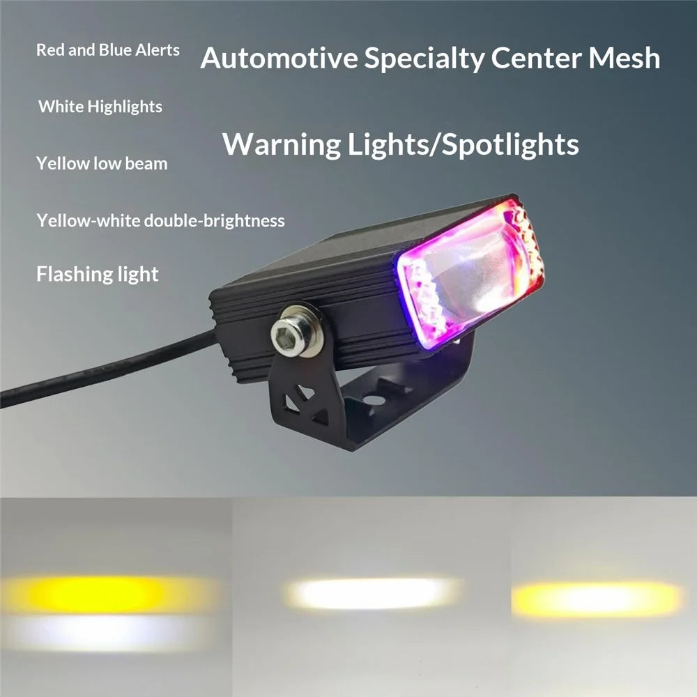 8W LED Headlight White Yellow Strobe 5 Modes Dual Lens Fog Light for Car Motorcycle SUV - Black - 4