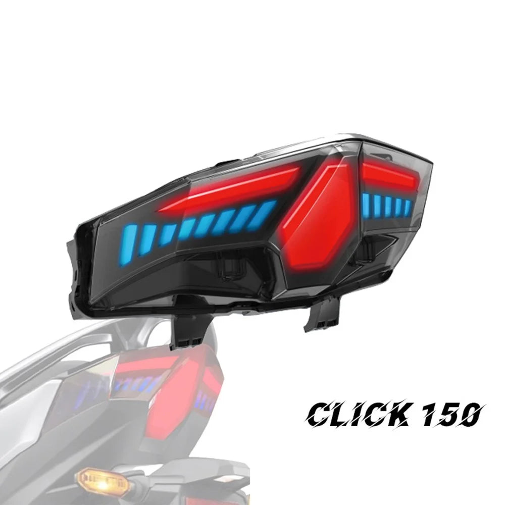 Motorcycle LED Tail Light for CLICK 125 / 150 / V1 / V2 / V3 / 125i V-Shape Turn Signal Brake Lamp - Blue Light - 5