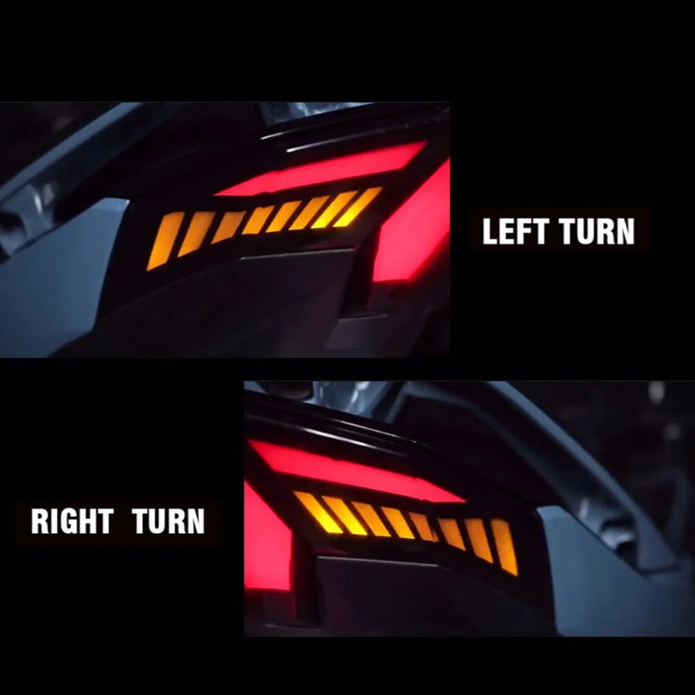 Motorcycle LED Tail Light for CLICK 125 / 150 / V1 / V2 / V3 / 125i V-Shape Turn Signal Brake Lamp - Blue Light - 6