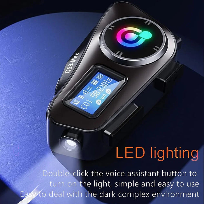 Q58Max 500m Range Motorcycle Helmet Bluetooth-compatible Intercom Headset FM Radio with LED Light, Hard Mic - 6