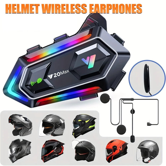 Y20MAX IPX6 Waterproof RGB Lighting Motorcycle Helmet Bluetooth-compatible Intercom Headset with Hard Mic - 2