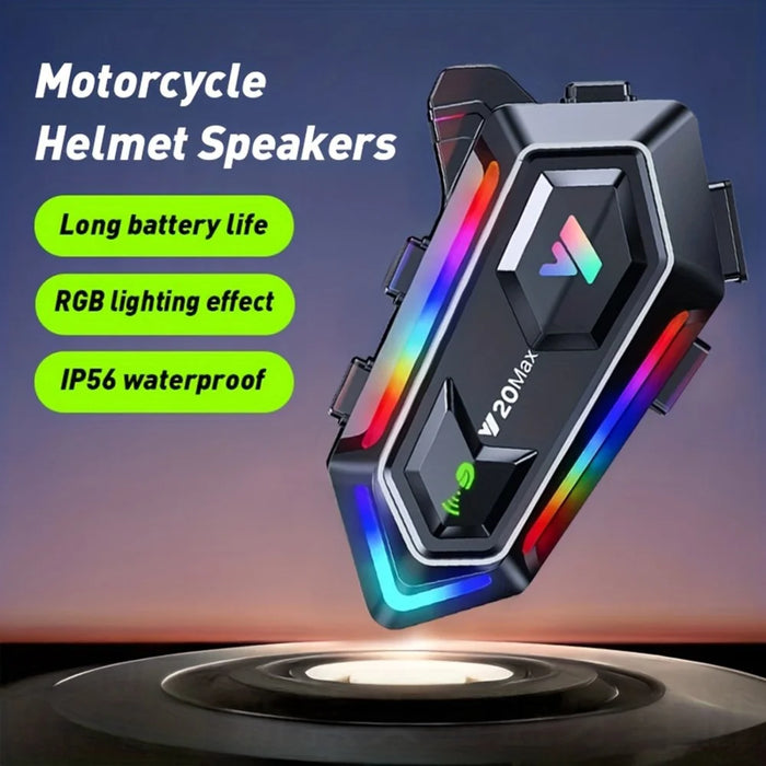 Y20MAX IPX6 Waterproof RGB Lighting Motorcycle Helmet Bluetooth-compatible Intercom Headset with Hard Mic - 3
