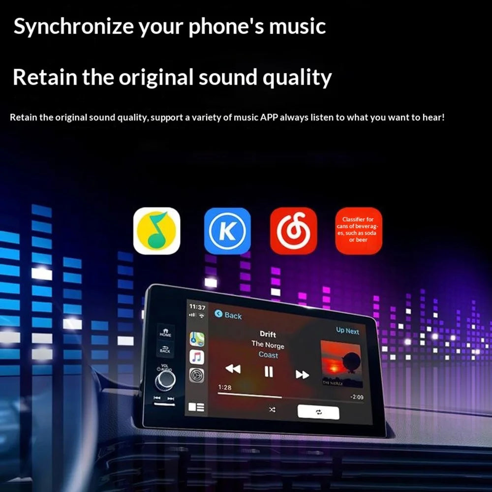 Q1A 4 in 1 Wired to Wireless CarPlay Android Auto Adapter USB Dongle Support AirPlay and Mirror Link, with Breathing Light - Sapphire - 5