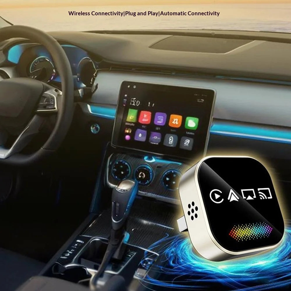 Q1A 4 in 1 Wired to Wireless CarPlay Android Auto Adapter USB Dongle Support AirPlay and Mirror Link, with Breathing Light - Sapphire - 7