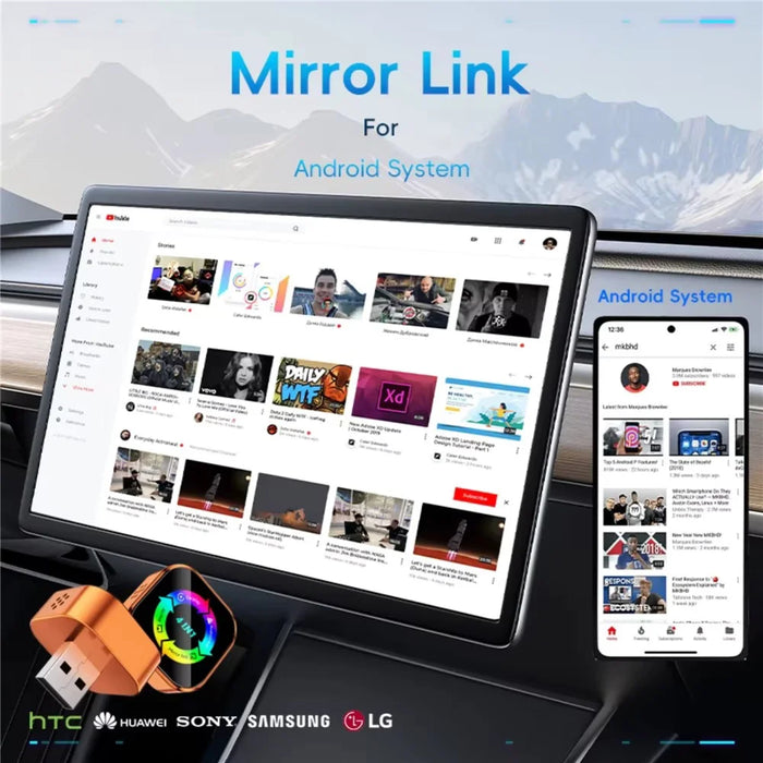 Q1A 4 in 1 CarPlay Android Auto AirPlay Mirror Link Adapter Bluetooth-compatible / WiFi Wireless AI Box USB Dongle - Orange+Colorful Symbol - 3