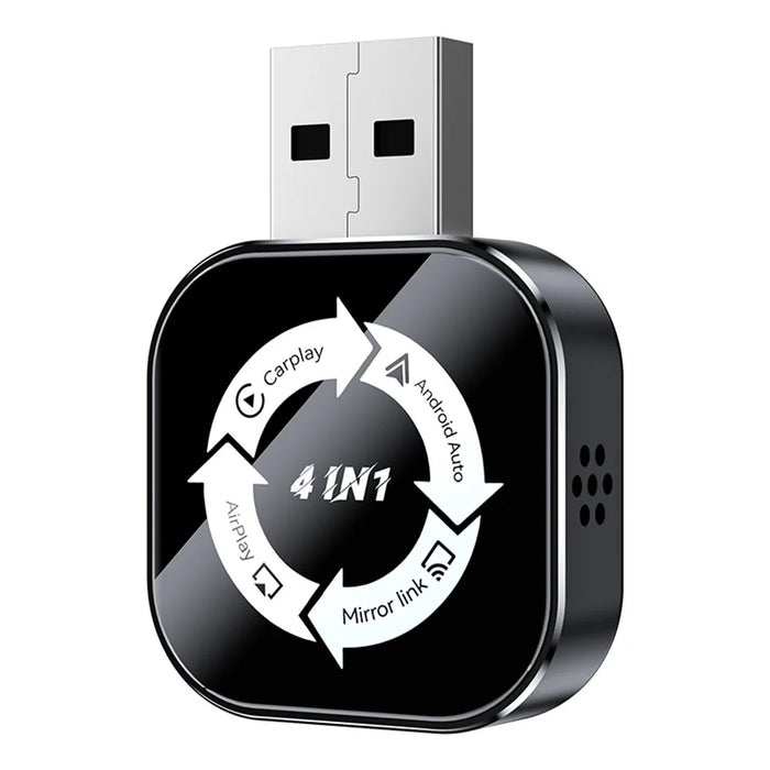 Q1AS 4 in 1 Wireless CarPlay Android Auto AirPlay MirrorLink Adapter Bluetooth-compatible / WiFi USB Dongle - Black+White Symbol - 1