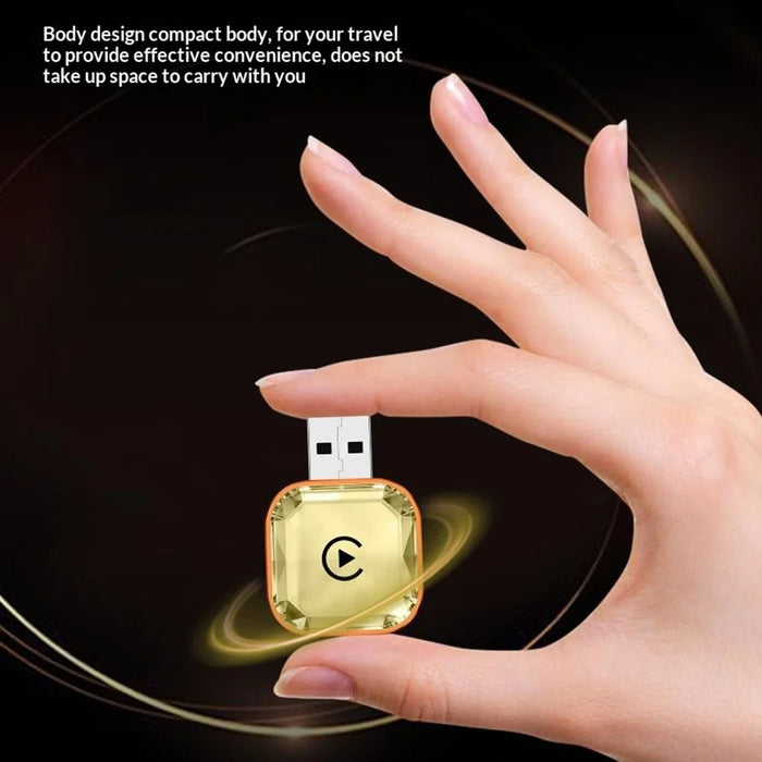 Q1AS 4 in 1 Diamond Cut Wireless CarPlay Adapter Wired to Wireless Android Auto AirPlay Mirror Link USB Dongle - Orange+Gold - 4