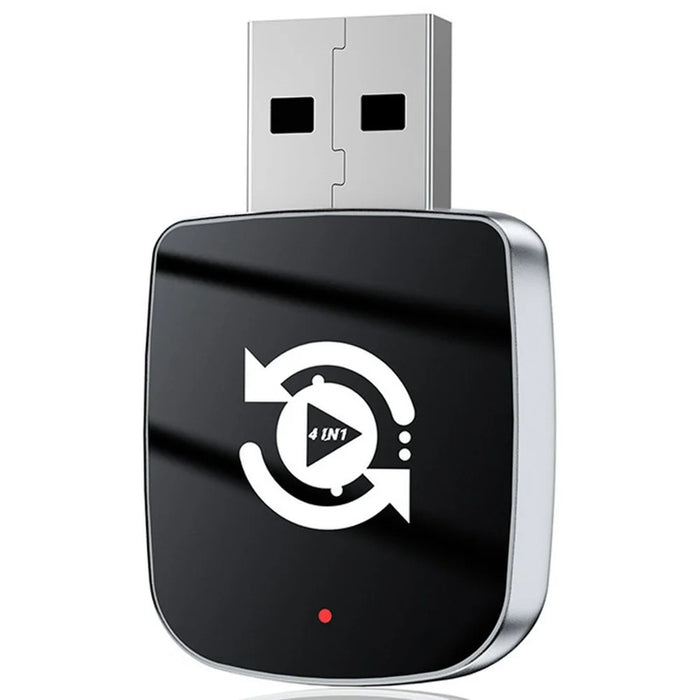 Q1U 4 in 1 Wireless Carplay Smart AI Box Wired to Wireless CarPlay Android Auto AirPlay Mirror Link USB Dongle - Silver - 1