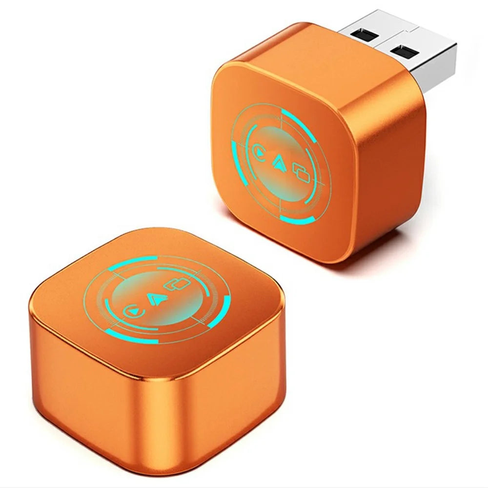 Q1AF Wireless Carplay Adapter Smart AI Box Airplay Mirror Link Android Auto Carplay 4 in1 Wired to Wireless USB Dongle - Orange / Blue Lighting - 3