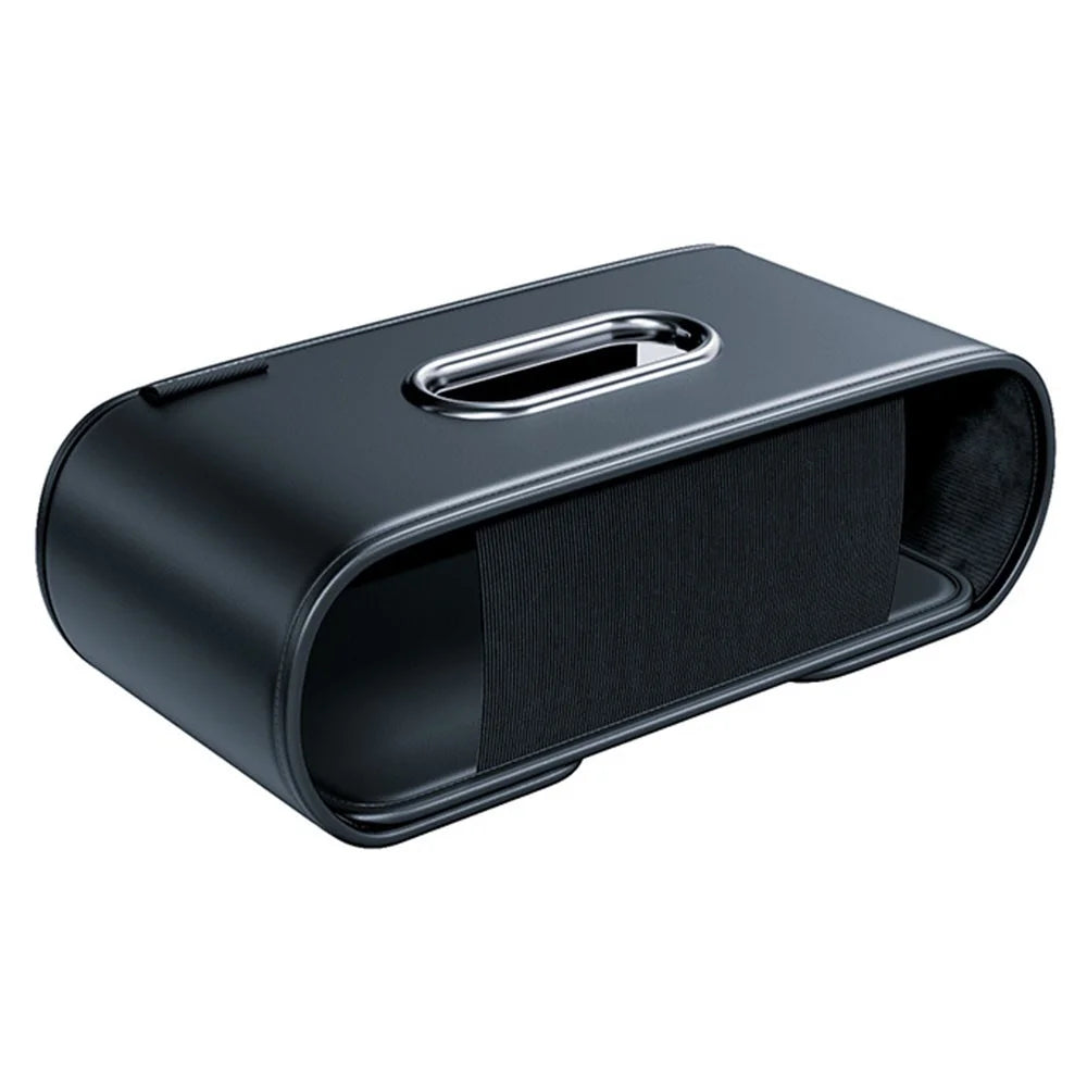 KABULUN Car Tissue Box Holder Multi-function Organizer Leather Elastic Clip Mount for Dashboard - 1