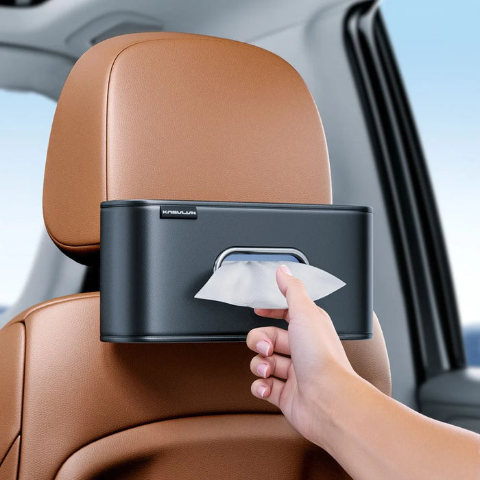 KABULUN Car Tissue Box Holder Multi-function Organizer Leather Elastic Clip Mount for Dashboard - 5