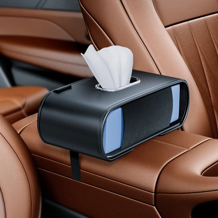 KABULUN Car Tissue Box Holder Multi-function Organizer Leather Elastic Clip Mount for Dashboard - 7