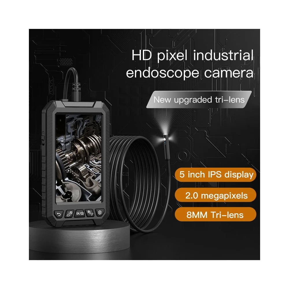 ANESOK ALS5003 5 Inch Screen Handheld Endoscope Waterproof Borescope Dual 8mm Lens Inspection Camera with 10m Hard Cable - 2