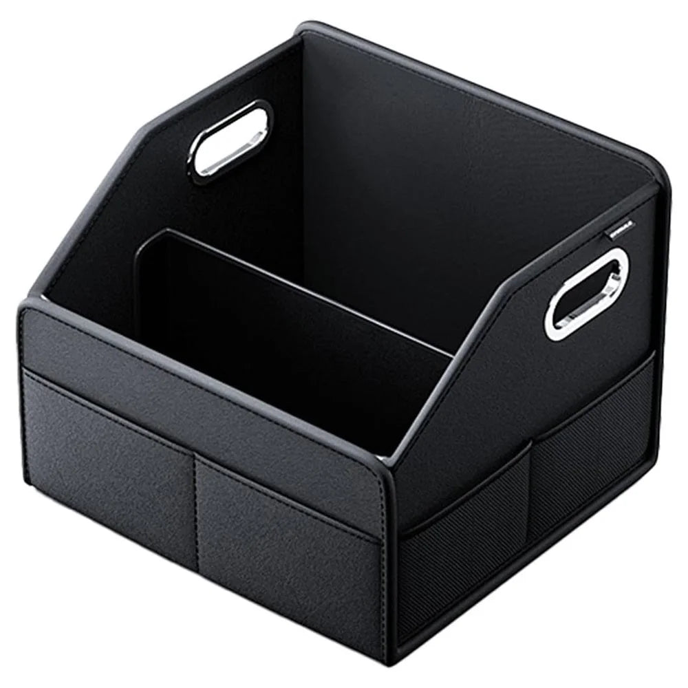 Car Trunk Organizer Storage Box PU Leather Foldable Storage Container Multi-Compartment - 1