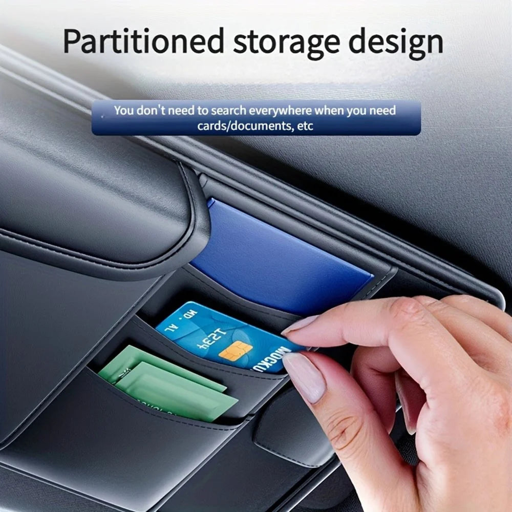 Car Sun Visor Organizer Tissue Box Holder Glasses Storage Compartment Multi-functional Card Storage Pouch for Cars Trucks - 3