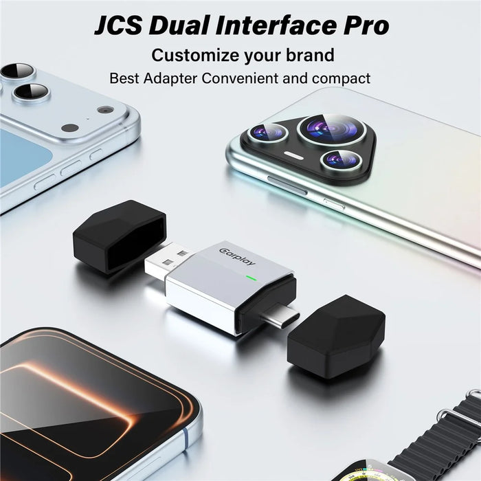 TYS-4262AC 2 in 1 Wireless CarPlay Android Auto Adapter Bluetooth-compatible WiFi USB-A USB-C Dual Interface Dongle - Silver - 2