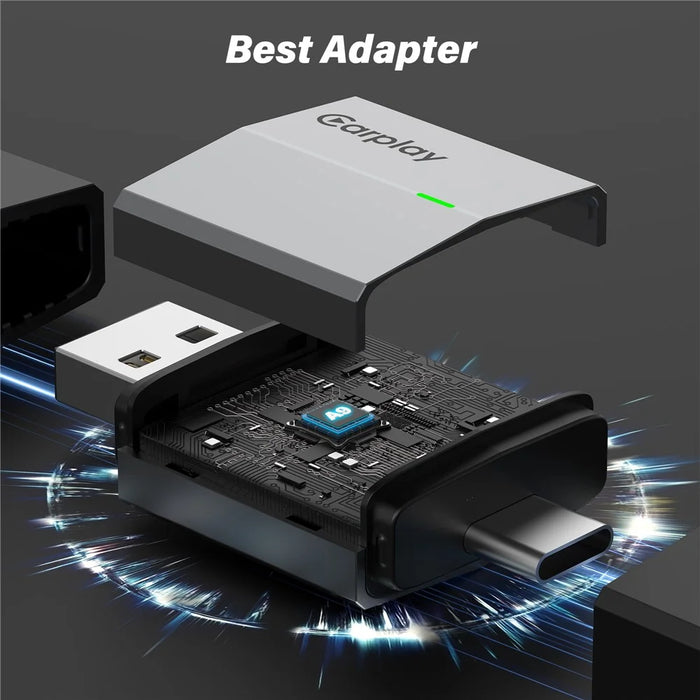 TYS-4262AC 2 in 1 Wireless CarPlay Android Auto Adapter Bluetooth-compatible WiFi USB-A USB-C Dual Interface Dongle - Silver - 3