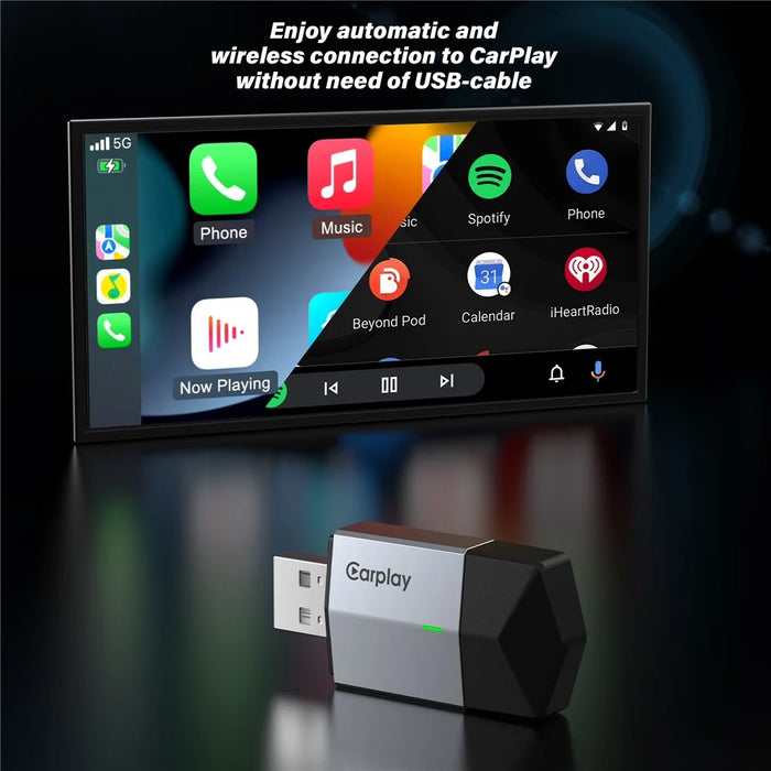 TYS-4262AC 2 in 1 Wireless CarPlay Android Auto Adapter Bluetooth-compatible WiFi USB-A USB-C Dual Interface Dongle - Silver - 5