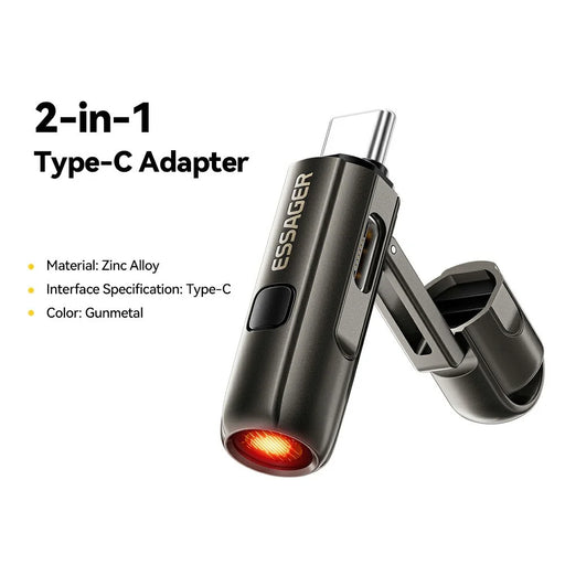 ESSAGER 2-in-1 Type-C Adapter Cigarette Lighter Adapter Portable Heating Device with Auto Shutoff - Black - 2