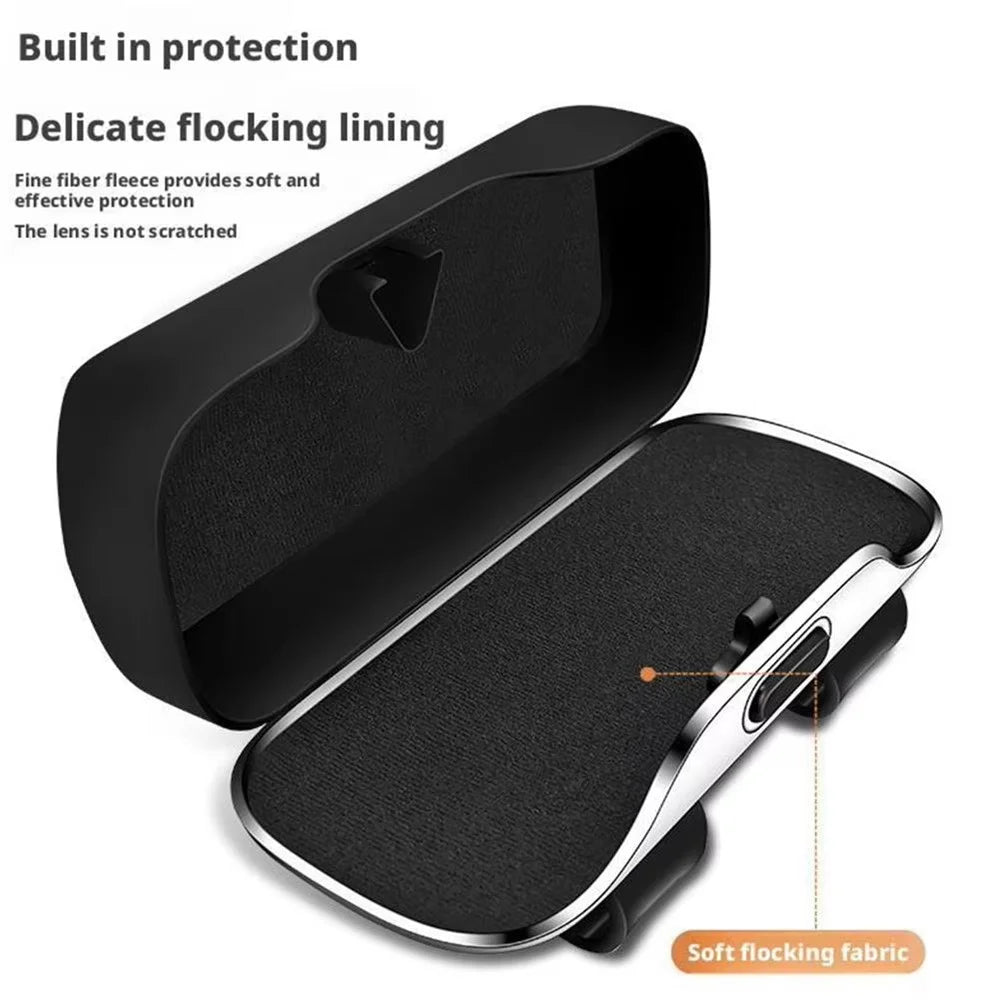 Clip-on Sun Visor Mount Sunglasses Storage Box Space Saving Car Glasses Holder Case - Black - 3