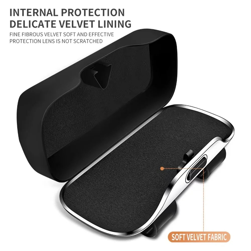 Clip-on Sun Visor Mount Sunglasses Storage Box Space Saving Car Glasses Holder Case - Black - 6
