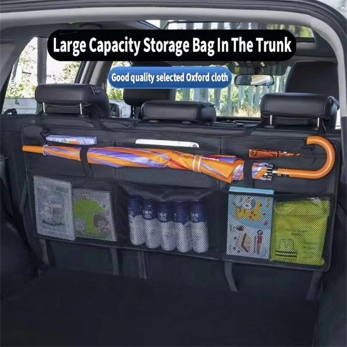 Car Trunk Storage Bag Oxford Cloth Waterproof Large Capacity Seat Back Headrest Hanging Organizer - Black - 3