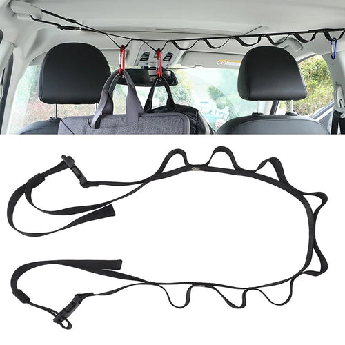 Car Interior Roof Clothesline 83-119cm Adjustable High Strength Nylon Vehicle Ceiling Hanging Strap for Travel Camping (without Hook) - 1