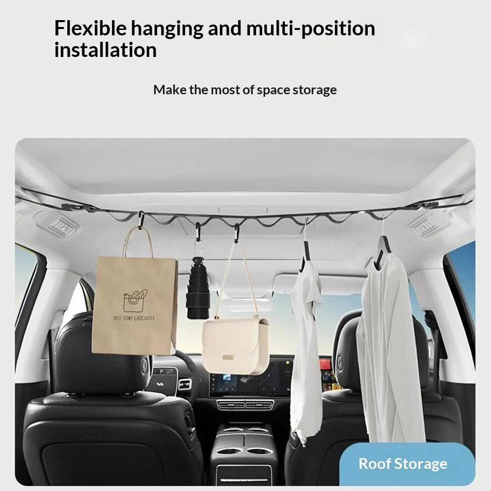 Car Interior Roof Clothesline 83-119cm Adjustable High Strength Nylon Vehicle Ceiling Hanging Strap for Travel Camping (without Hook) - 3