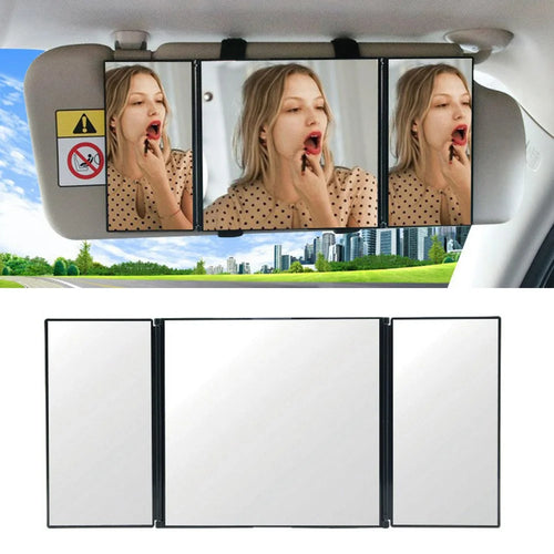Car Sun Visor Mirror High Definition Clarity Tri-fold Makeup Mirror for Truck SUV Van RV - 1