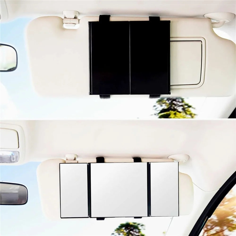 Car Sun Visor Mirror High Definition Clarity Tri-fold Makeup Mirror for Truck SUV Van RV - 2