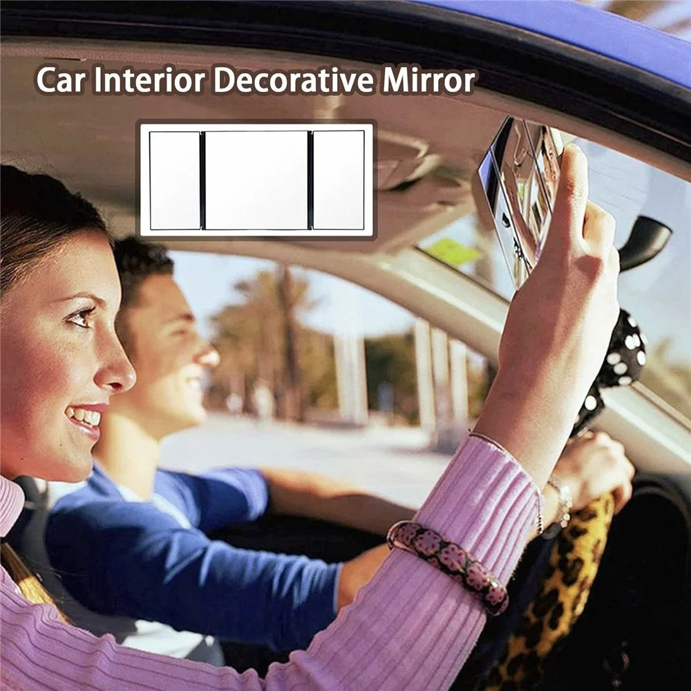 Car Sun Visor Mirror High Definition Clarity Tri-fold Makeup Mirror for Truck SUV Van RV - 3