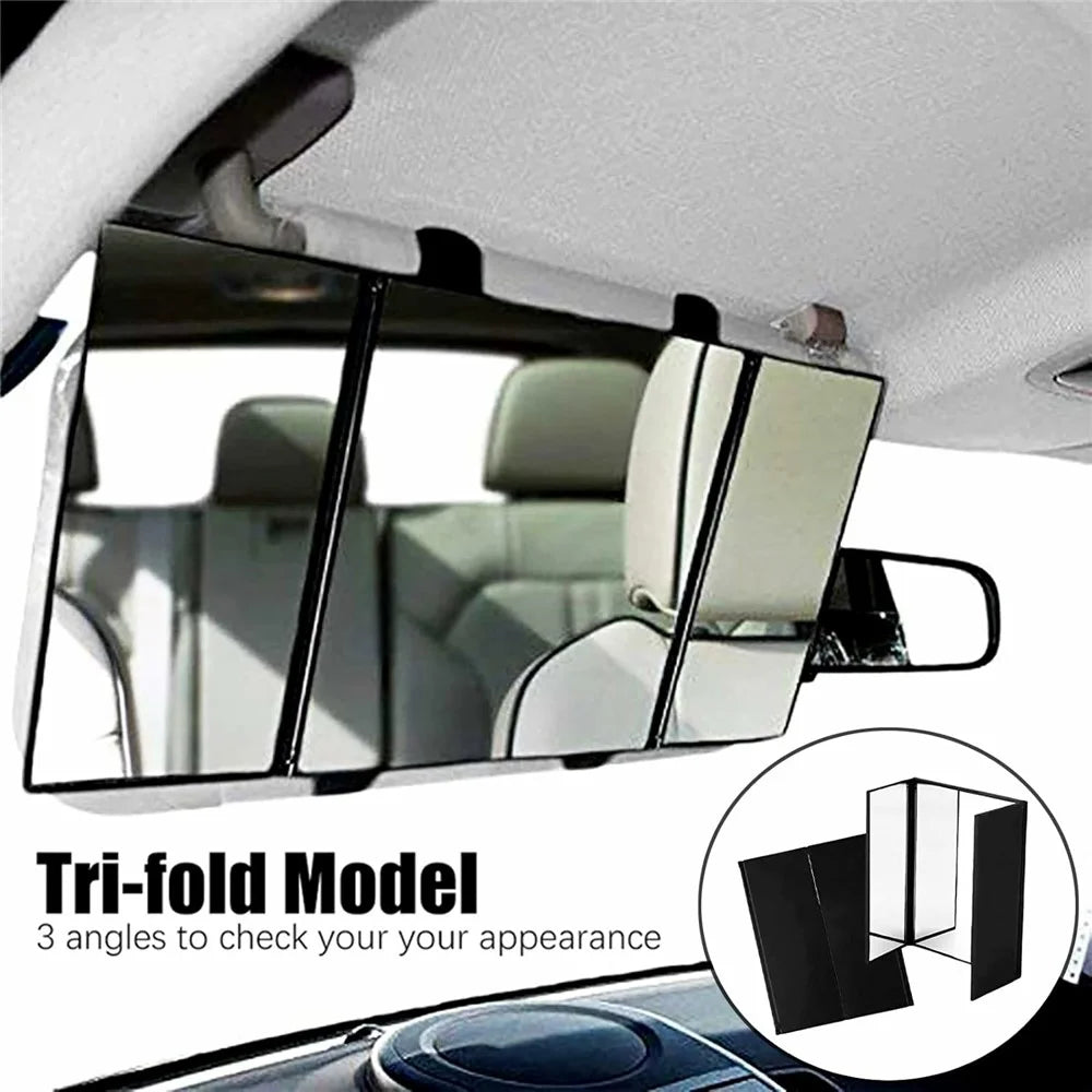 Car Sun Visor Mirror High Definition Clarity Tri-fold Makeup Mirror for Truck SUV Van RV - 4