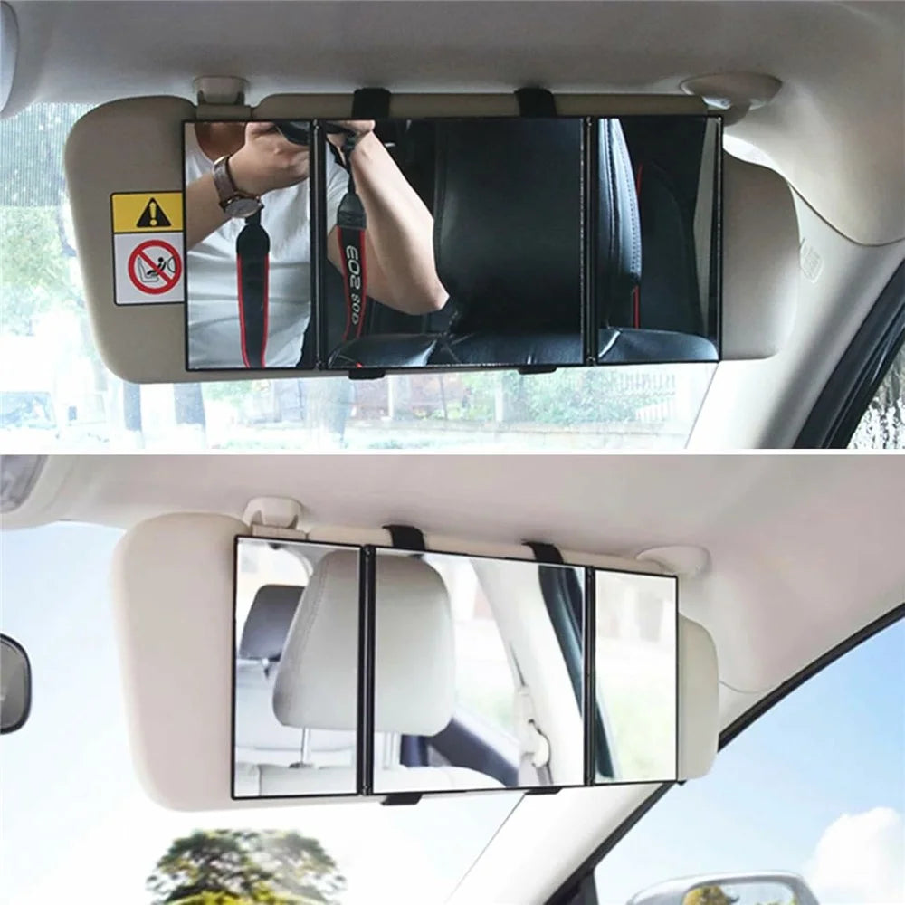 Car Sun Visor Mirror High Definition Clarity Tri-fold Makeup Mirror for Truck SUV Van RV - 6