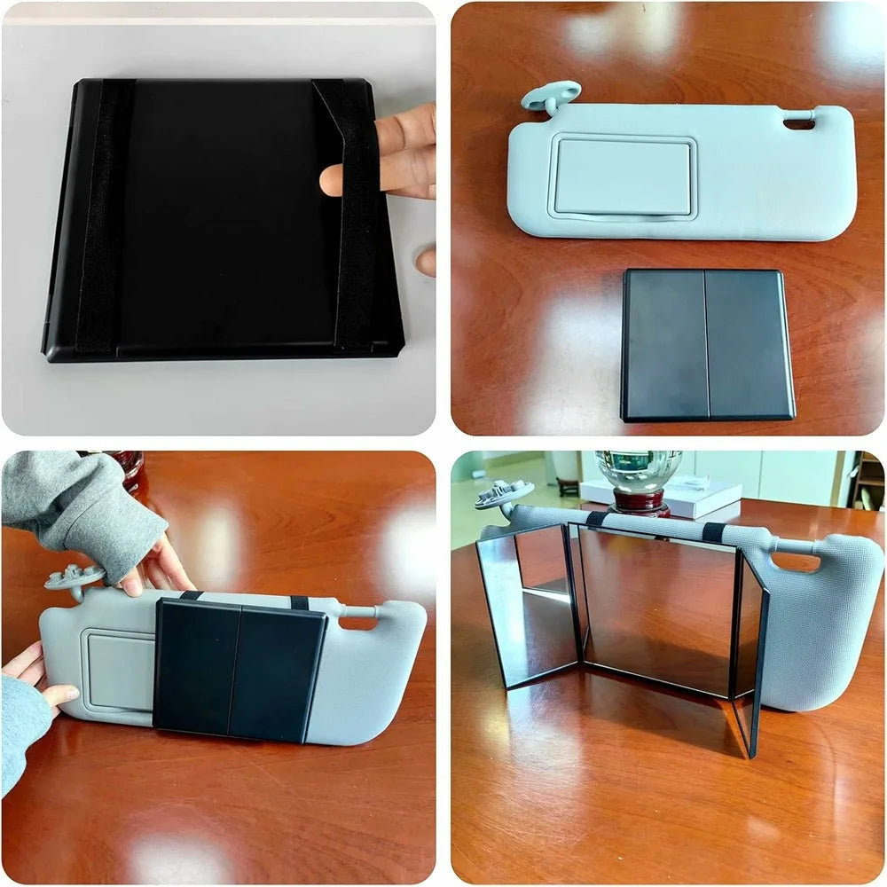 Car Sun Visor Mirror High Definition Clarity Tri-fold Makeup Mirror for Truck SUV Van RV - 7