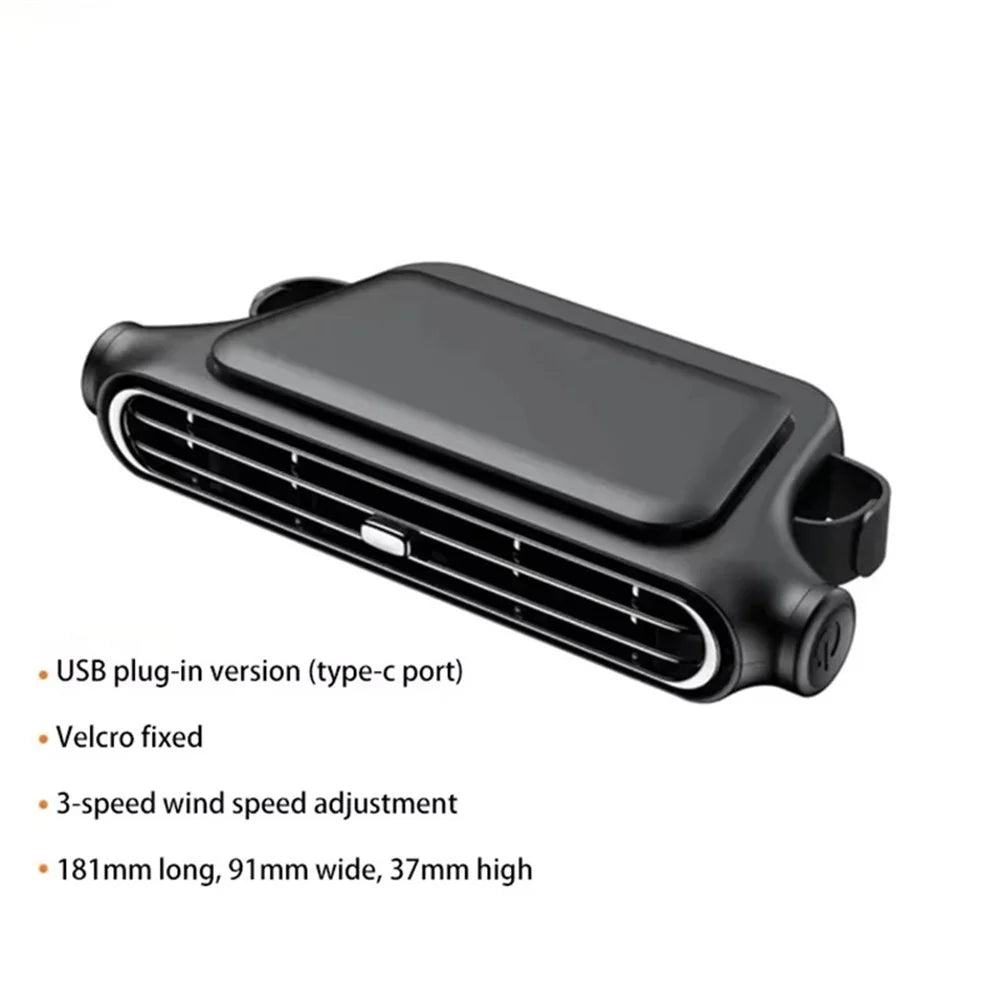 KLX05 Dual Turbine Portable Car Seat Cooling Fan 3-Speed Adjustable Rear Backrest Fan - Black - 2
