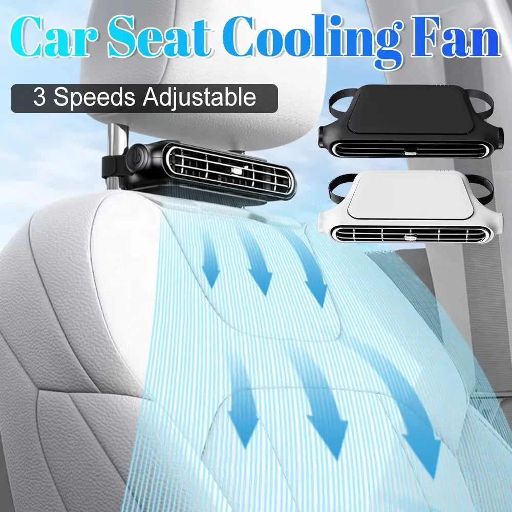 KLX05 Dual Turbine Portable Car Seat Cooling Fan 3-Speed Adjustable Rear Backrest Fan - Black - 5